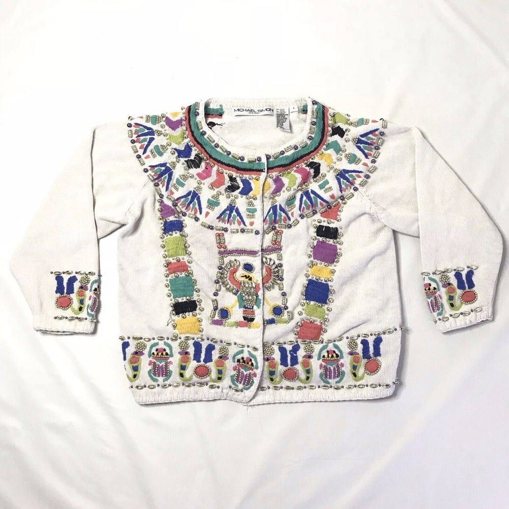 Michael Simon Cardigan Sweater Navajo Embellished